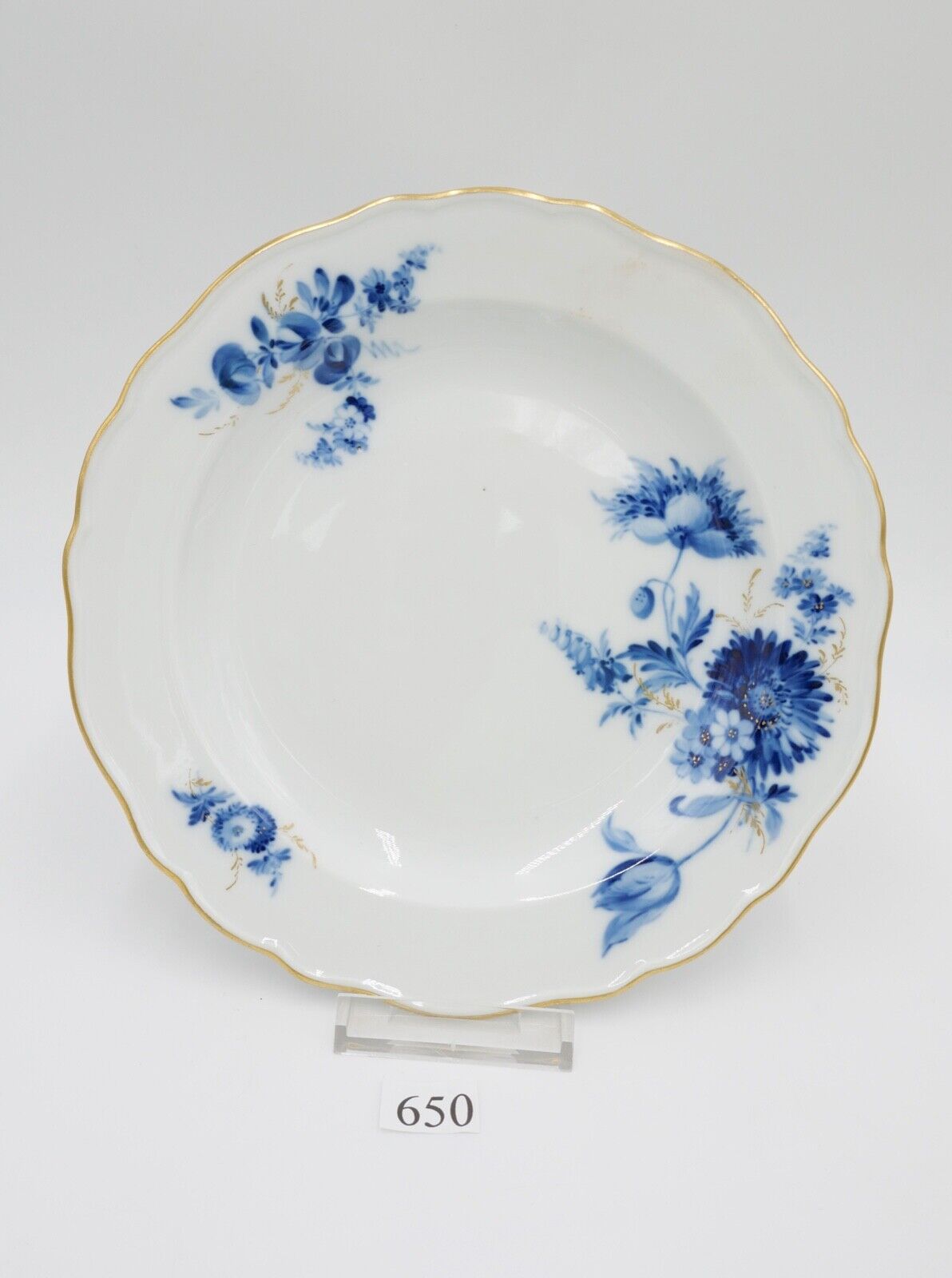 Meissen Kuchenteller Dessertteller Teller Ø21cm Goldrand blaue Blumen Goldgräser - Antikhandel-Stuttgart