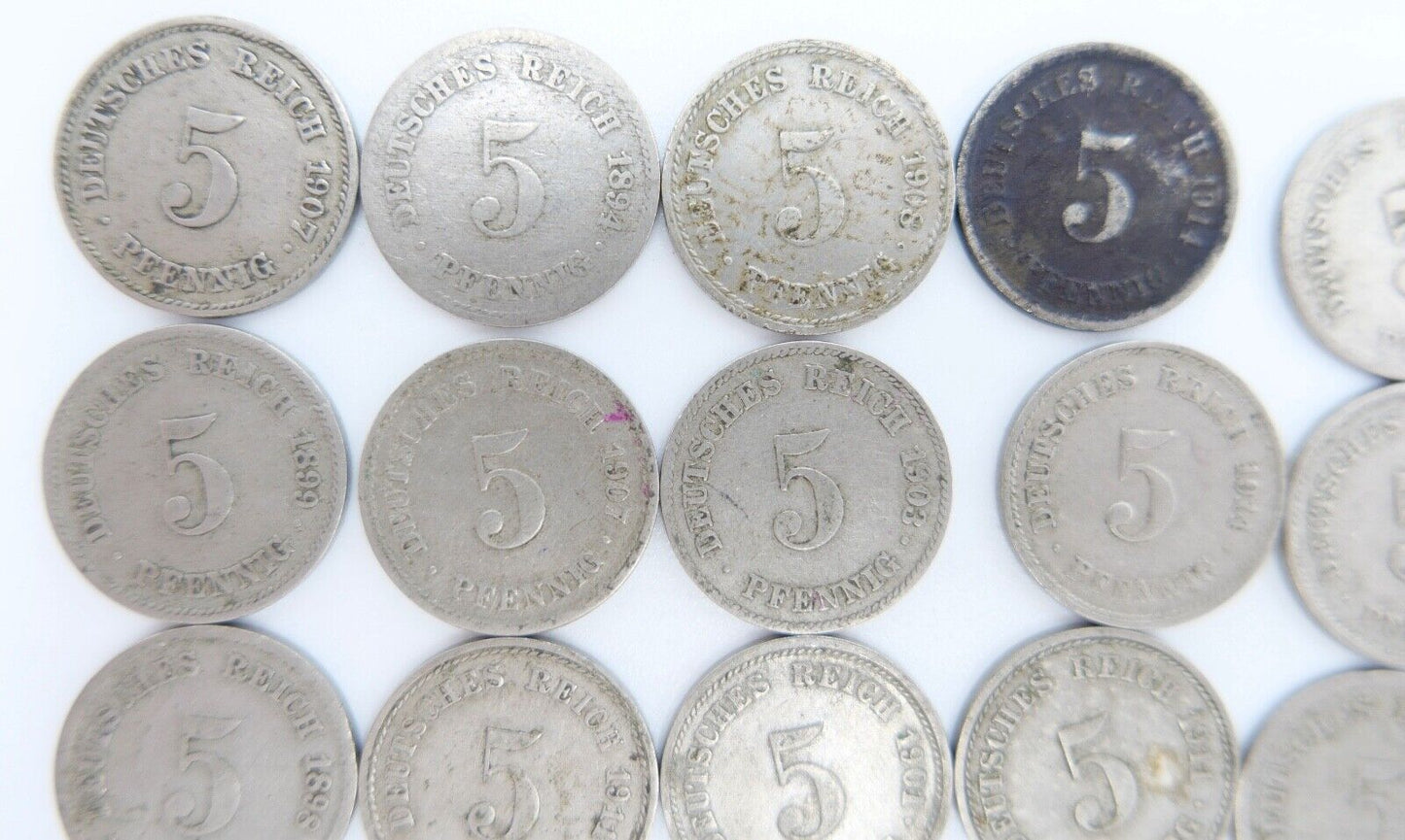 19x 5 Pfennig Kaiserreich 1894-1912 Jäger J. 12 s - vz schön - vorzüglich - Antikhandel-Stuttgart