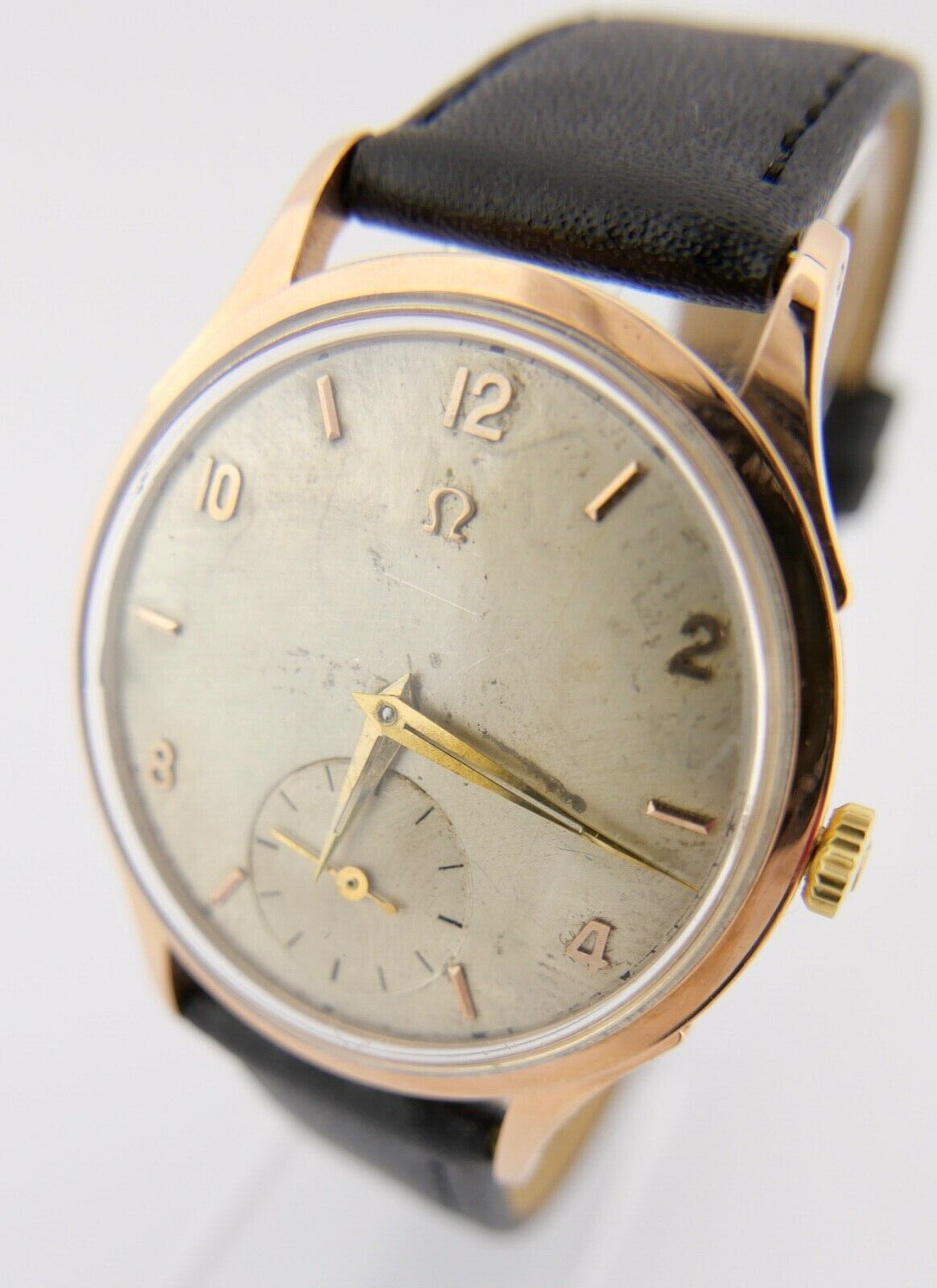 750 Gold 18K Bj. 1944 Klassische Omega 2415 Armbanduhr Leder Watch Herren - Antikhandel-Stuttgart