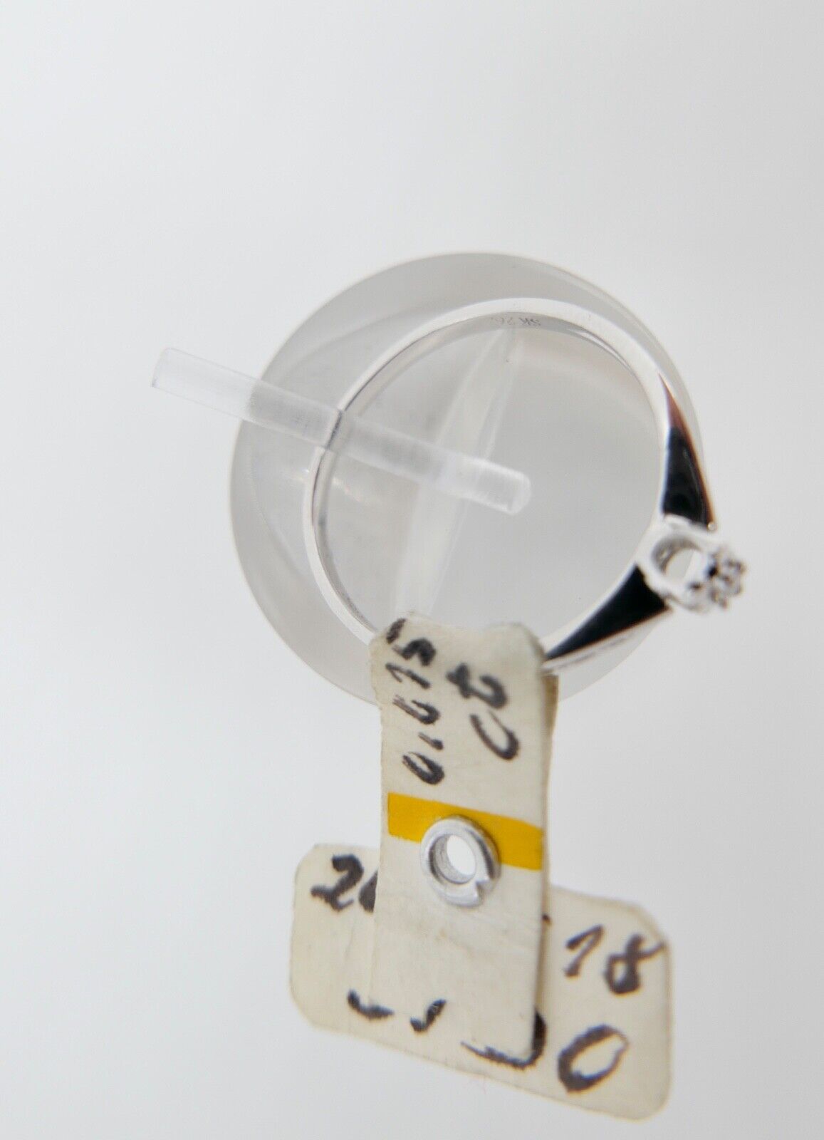 - NEU - 90er Jahre Solitär Ring Weißgold Gold 585 14K Brillant 0,015 Ct Gr. 52 - Antikhandel-Stuttgart