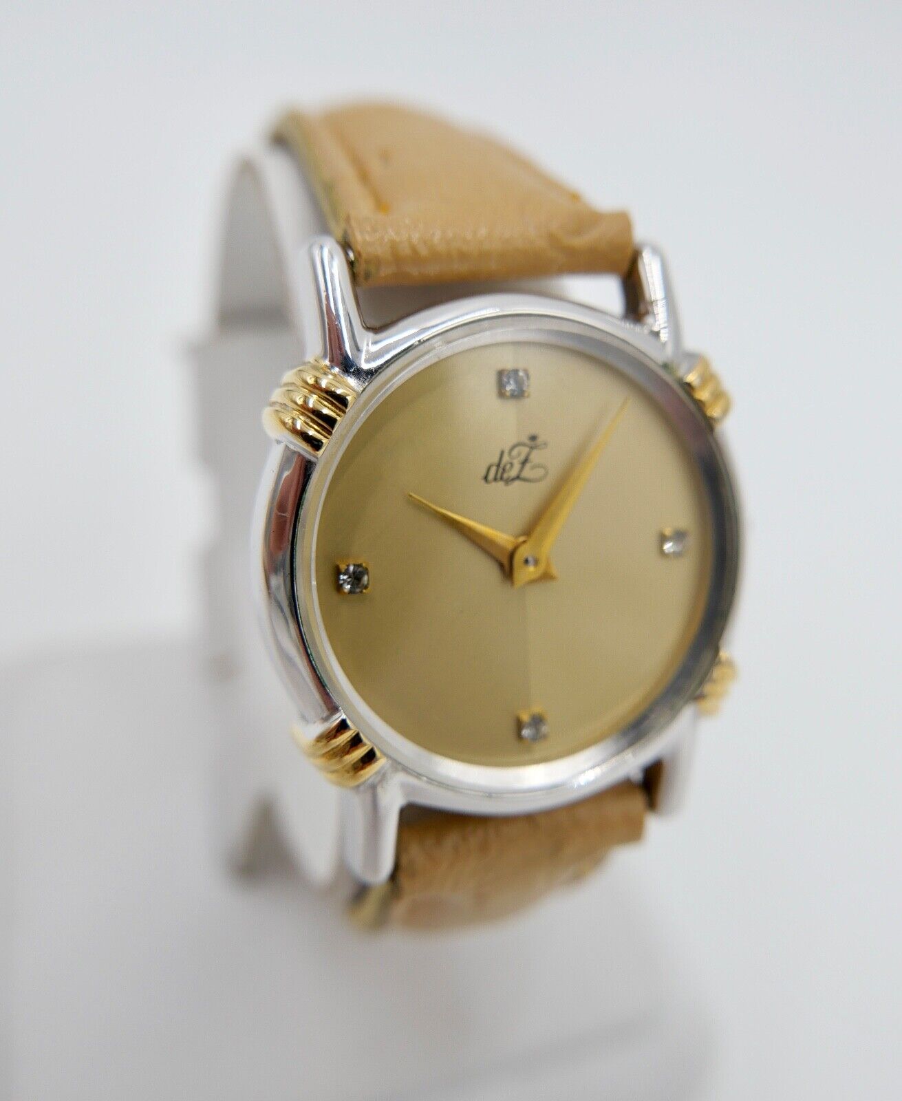 Bicolor ZentRa deZ Damenuhr mit Zirkonia im Zifferblatt NEUwertig 1980er Jahre - Antikhandel-Stuttgart