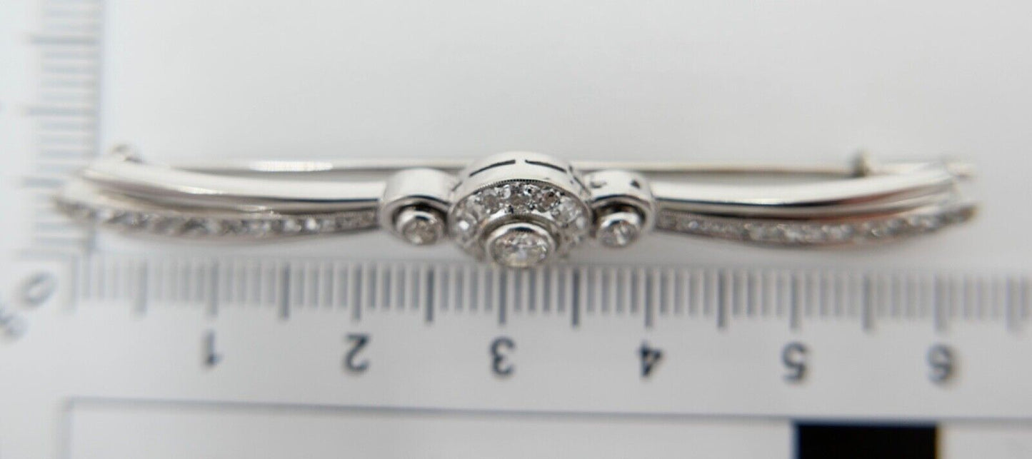 Art Deco 1930-40er Brosche Weißgold mit 49 Diamanten 1,5 Ct Stabbrosche 585 14K - Antikhandel-Stuttgart