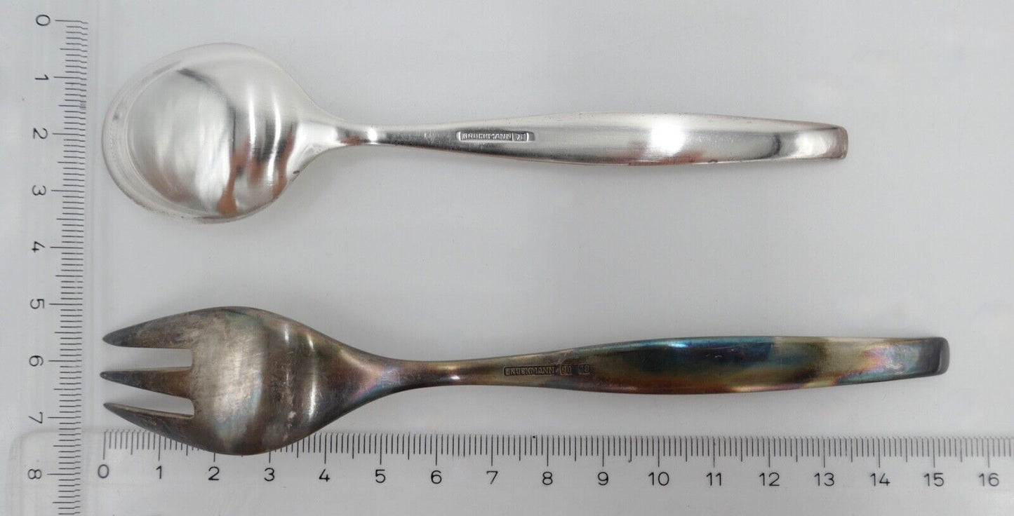 - NEU - 13 Teile BRUCKMANN 762 PARTY - 90er Silber Kuchengabel Kaffelöffel - Antikhandel-Stuttgart