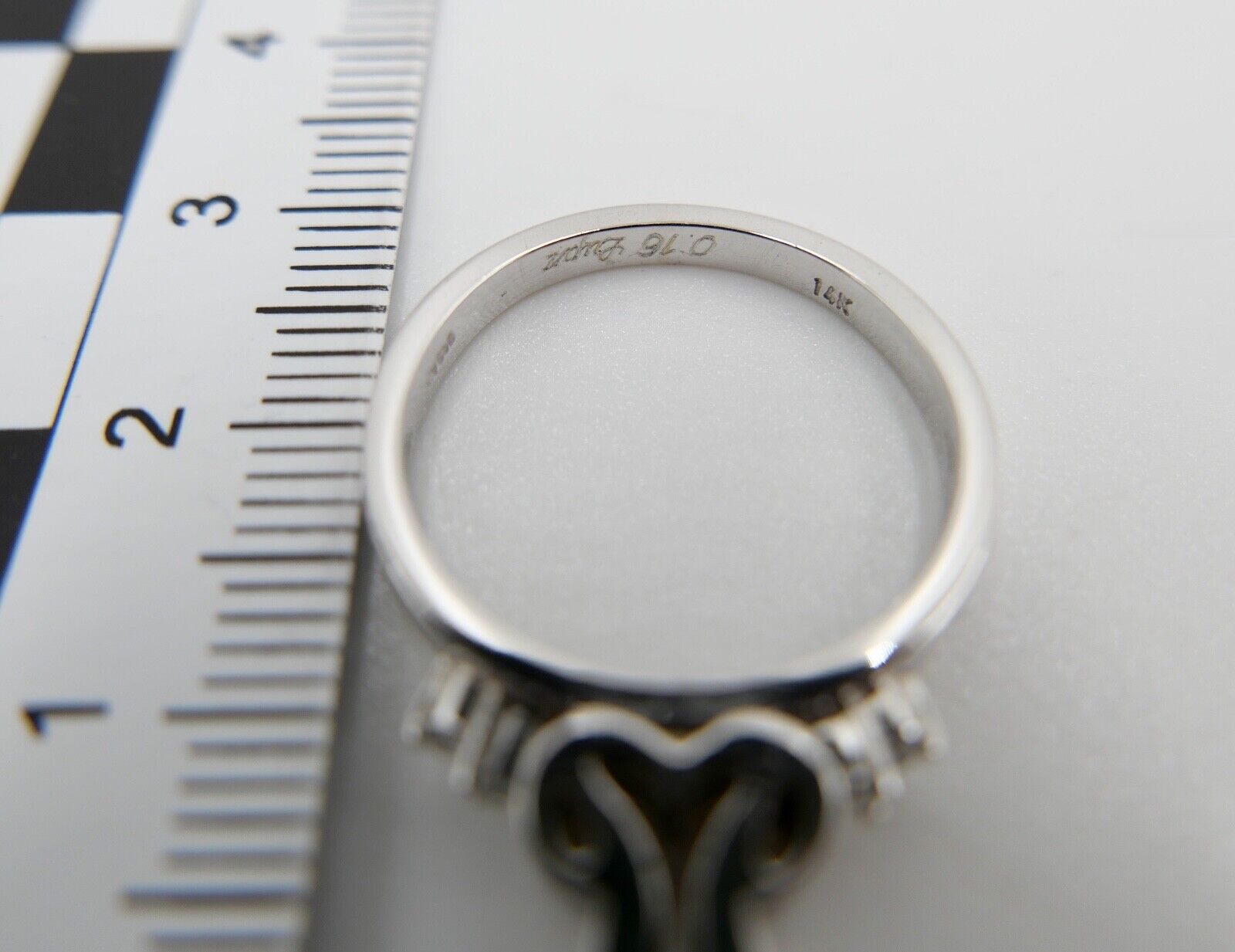 Weiß Gold Ring 585 14K mit 5 Brillanten Diamanten 0,18 Ct Gr. 57 Diamant VVS TW - Antikhandel-Stuttgart