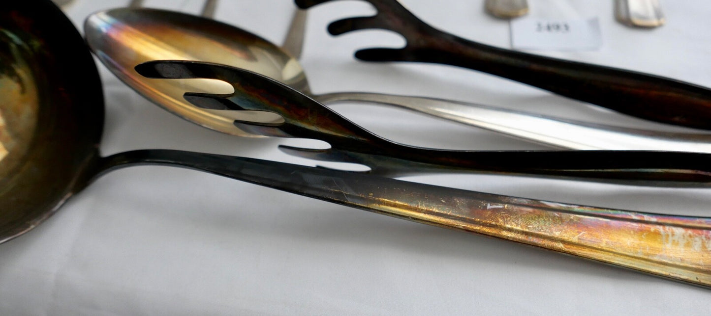 80 Teile WMF 1900 Hammerschlag 90er versilbert Gabel Messer Löffel