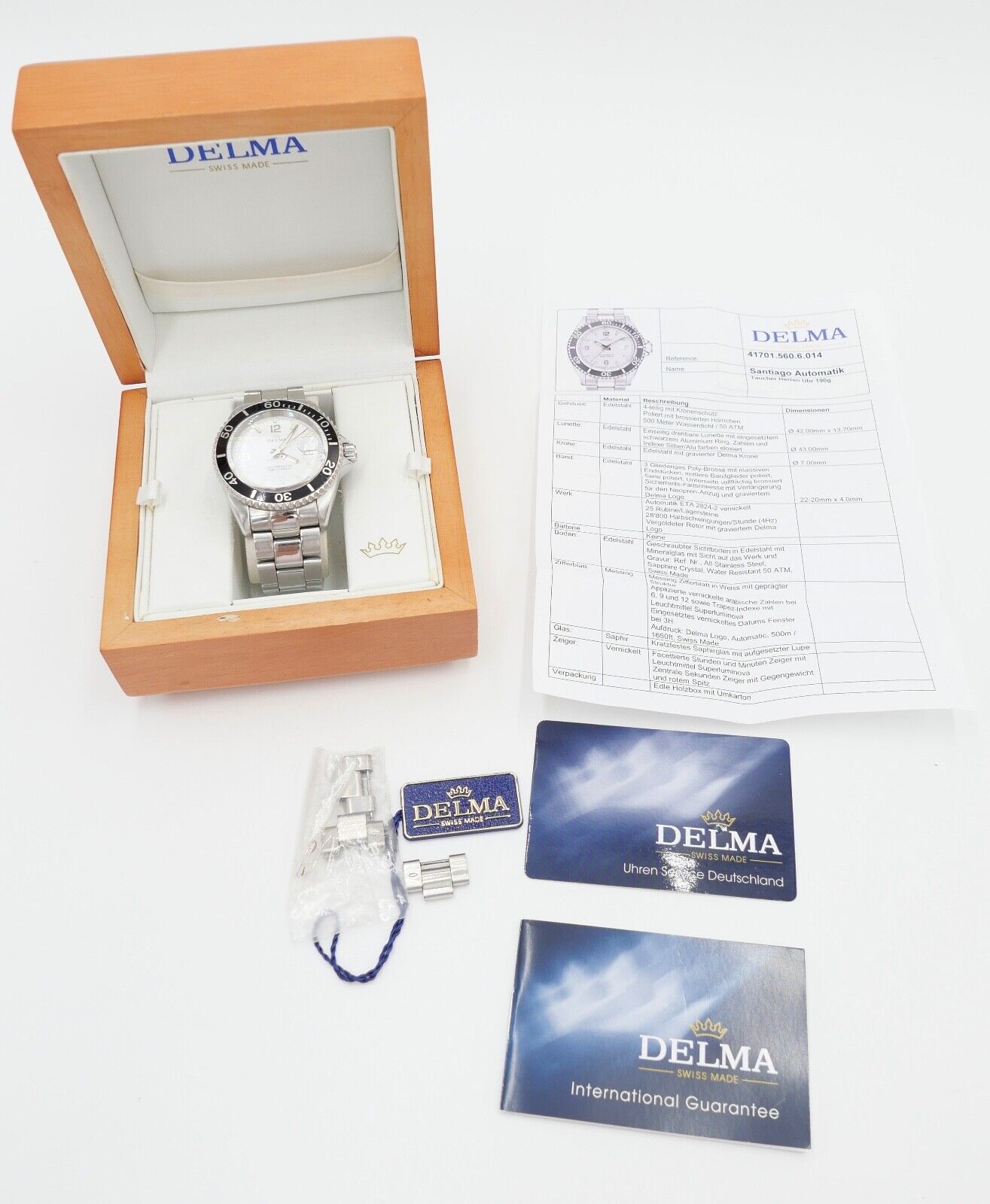 DELMA Santiago Automatik Ref. 41701.560.6.014 Edelstahl Herrenuhr Ø 42 mm - Antikhandel-Stuttgart