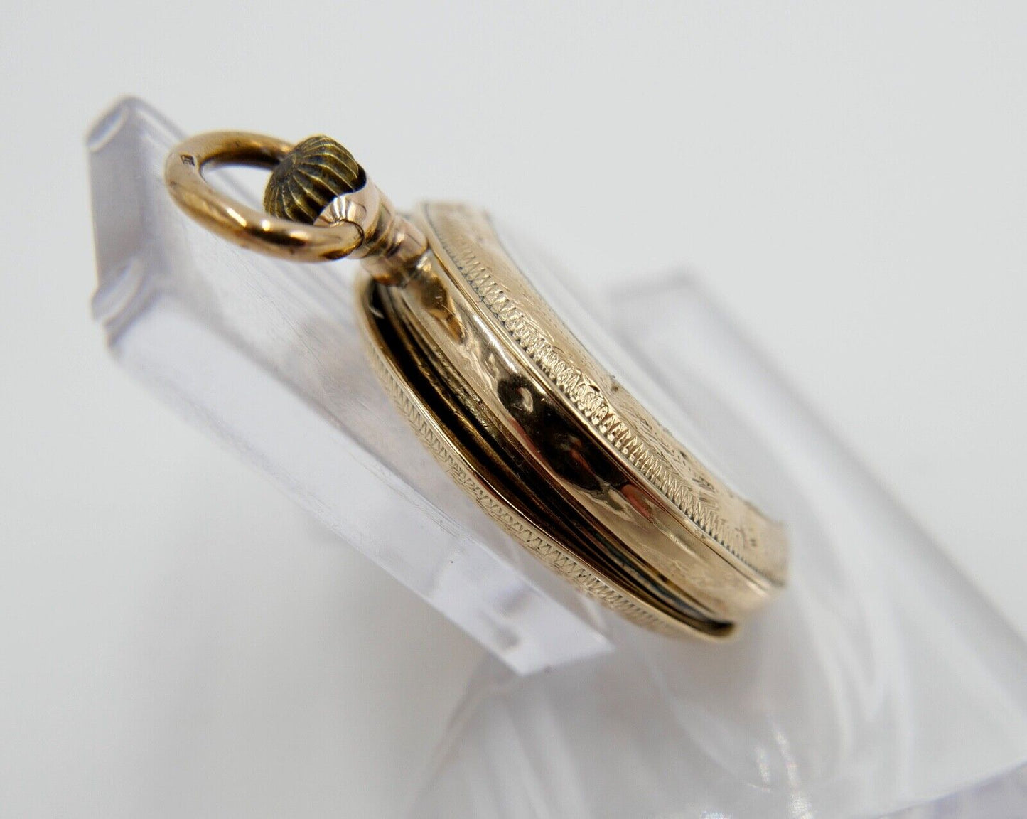 kleine BF Damen Taschenuhr 1930-40er GOLD 585 14K Schweiz Emaille floral 29mm - Antikhandel-Stuttgart