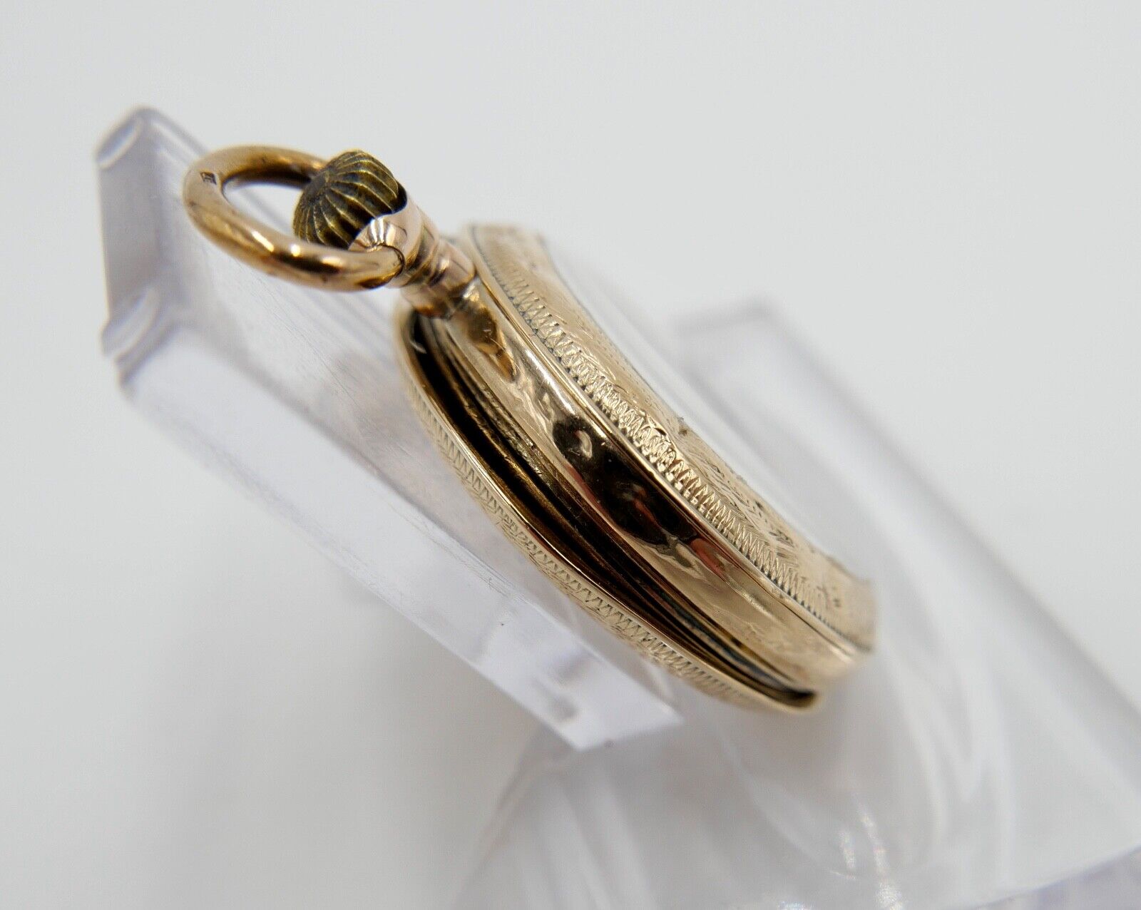 kleine BF Damen Taschenuhr 1930-40er GOLD 585 14K Schweiz Emaille floral 29mm - Antikhandel-Stuttgart