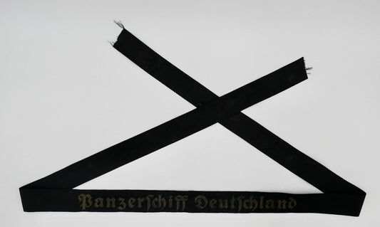 Mützenband " Panzerschiff Deutschland " Kriegsmarine WK WW Cap Tally Original - Antikhandel-Stuttgart