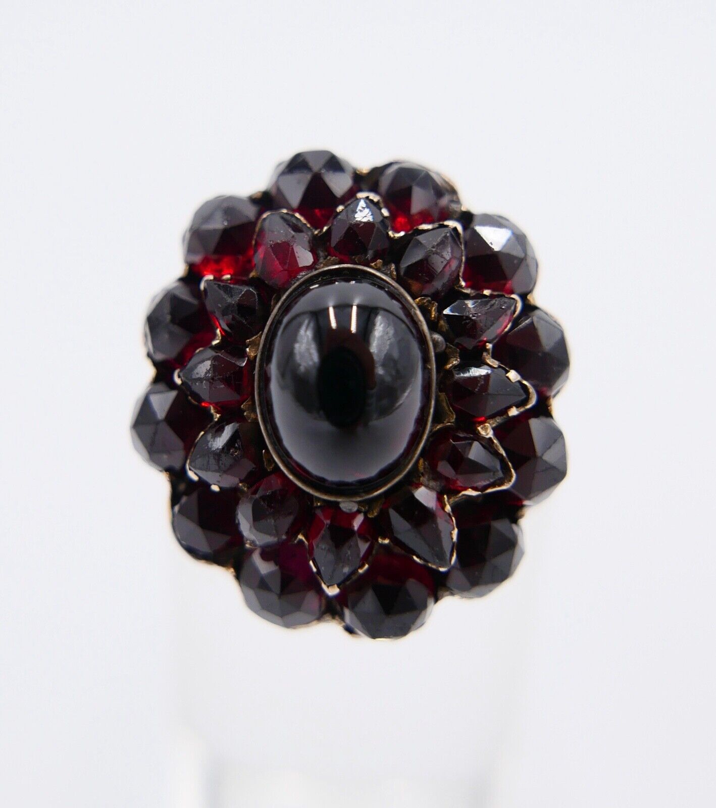 Antik Damen Granat Gelbgold Ring 585 14K Gr. 53 5,96 Ct Meisterpunze Krone - Antikhandel-Stuttgart