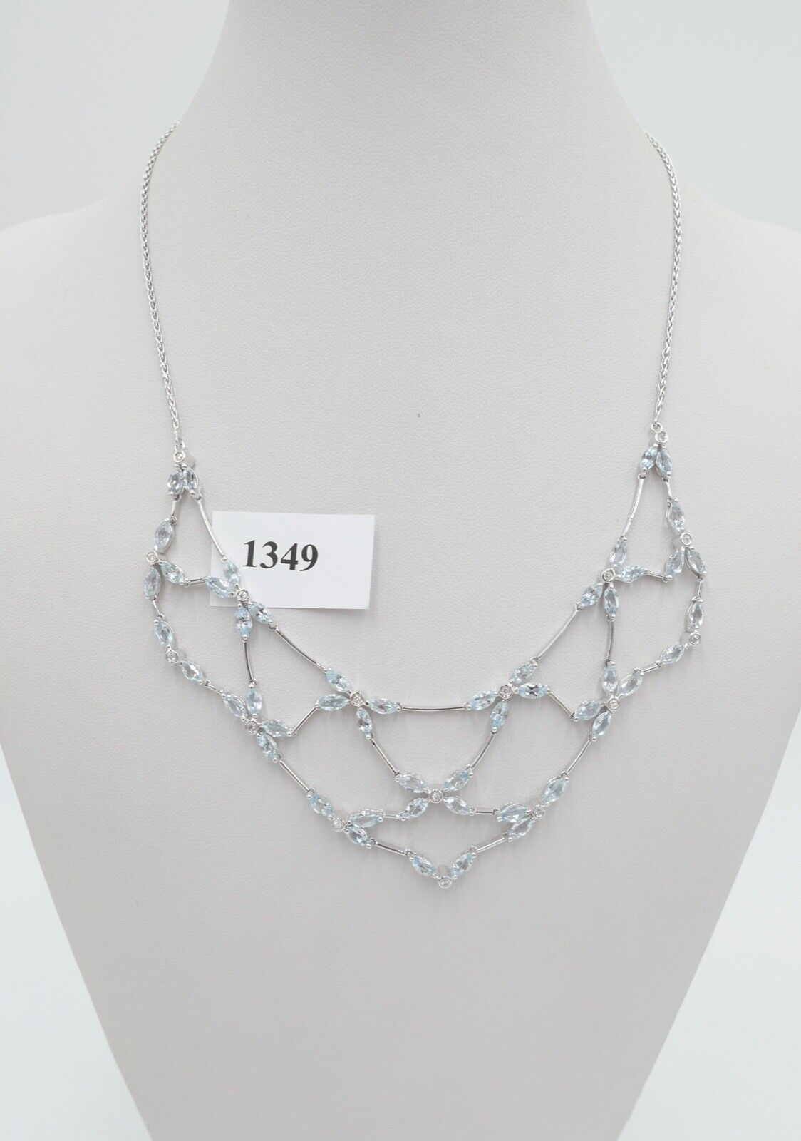 NEUwertig Auftragsarbeit Luxus Collier Brillanten Weißgold Aquamarine 585 / 14K - Antikhandel-Stuttgart