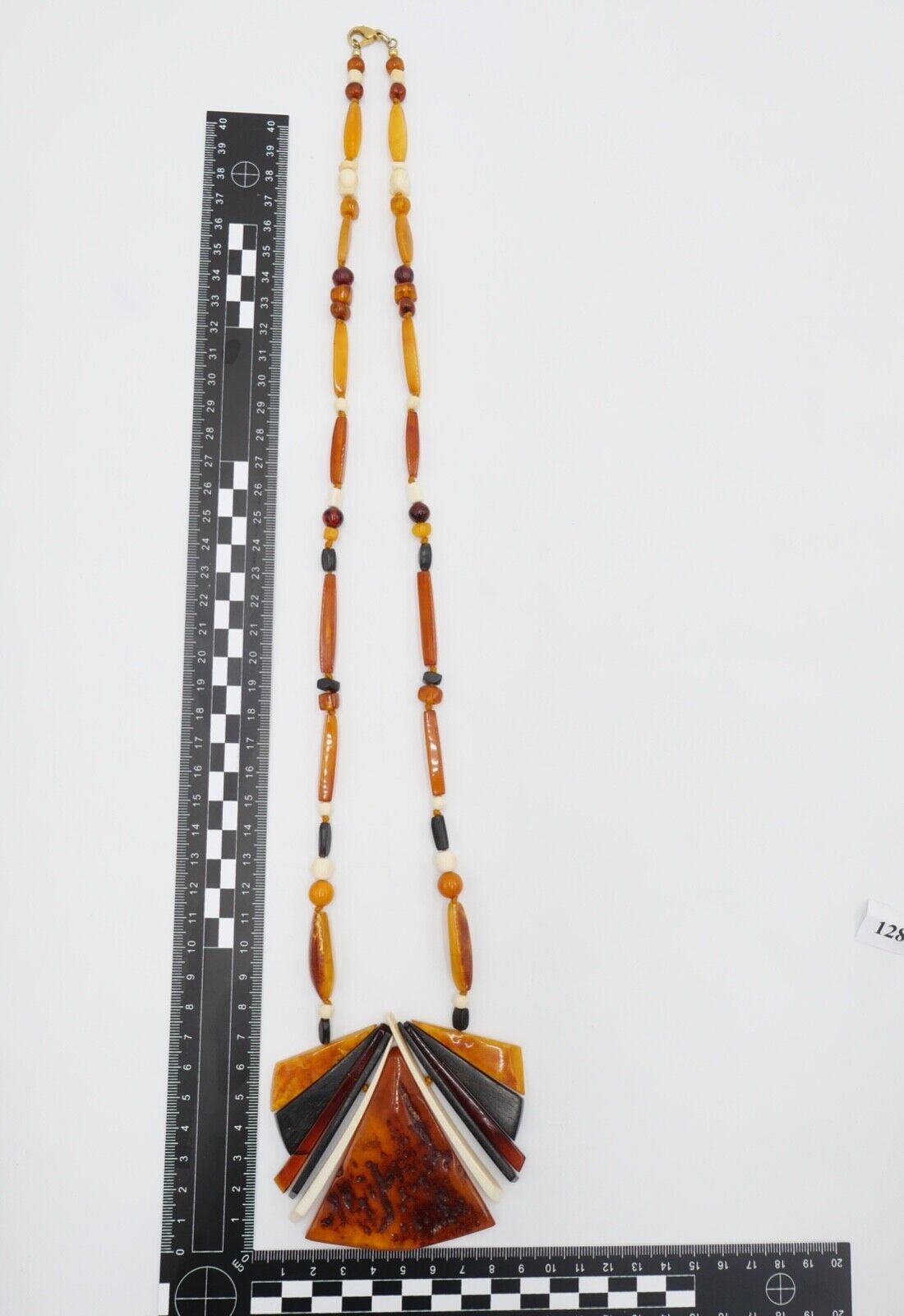 Bernstein & Bein Collier Kette butterscotch Halskette Ø 80cm vergoldet - Antikhandel-Stuttgart