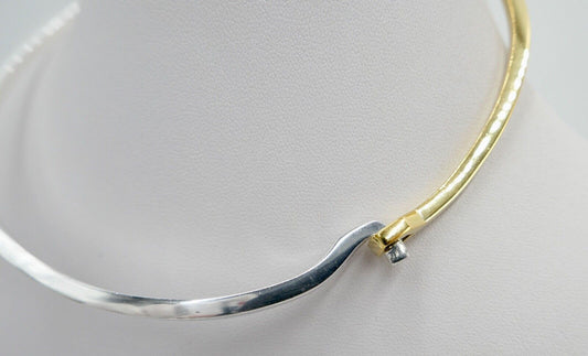 Bicolor Designer Halsring Halsreif Collier Andreas Mikkelsen Denmark 925S Silber - Antikhandel-Stuttgart