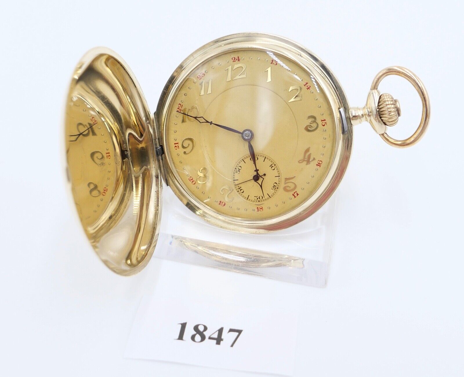 JHH J.H. Hasler & Fils 1916 - 1925 Savonette Taschenuhr 585 / 14K GOLD Ø 51mm - Antikhandel-Stuttgart