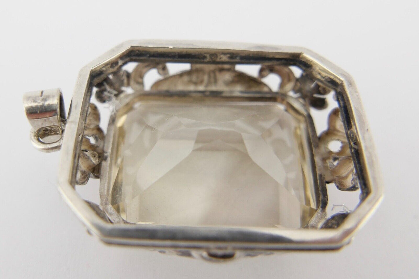 Großer Jugendstil 835 Silber Anhänger Beryll Ø 4,8 cm um 1900 - Antikhandel-Stuttgart