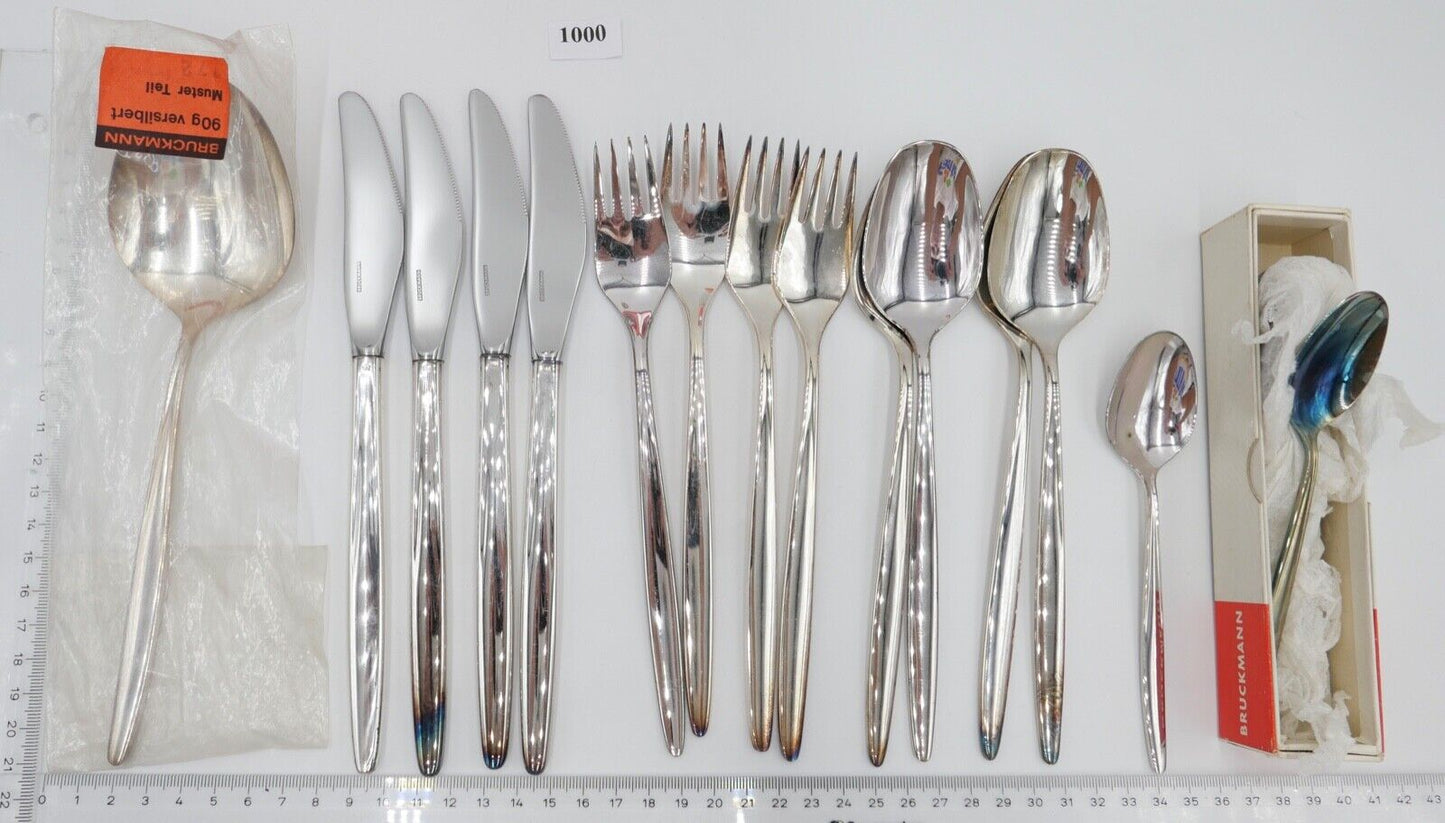 - NEU - 24 Teile BRUCKMANN 772 ELEGANCE 90er Silber Besteck Löffel Gabel Messer - Antikhandel-Stuttgart