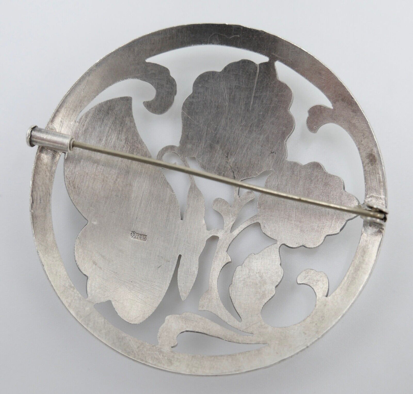 20er J. große floral Brosche KF Friedrich Knödler Schw. Gmünd 835 Silber Ø54 mm - Antikhandel-Stuttgart