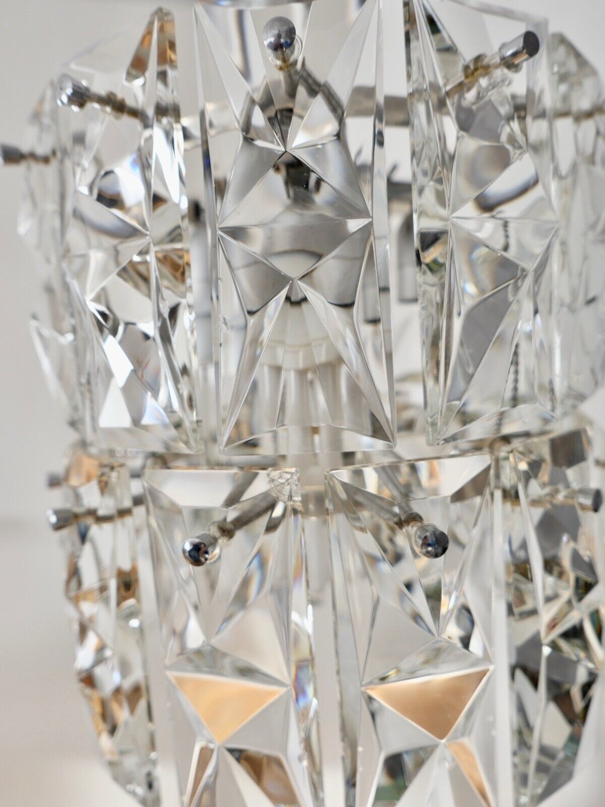 1960er tief hängende KINKELDEY Kristall Deckenleuchte Deckenlampe Lüster 122cm - Antikhandel-Stuttgart