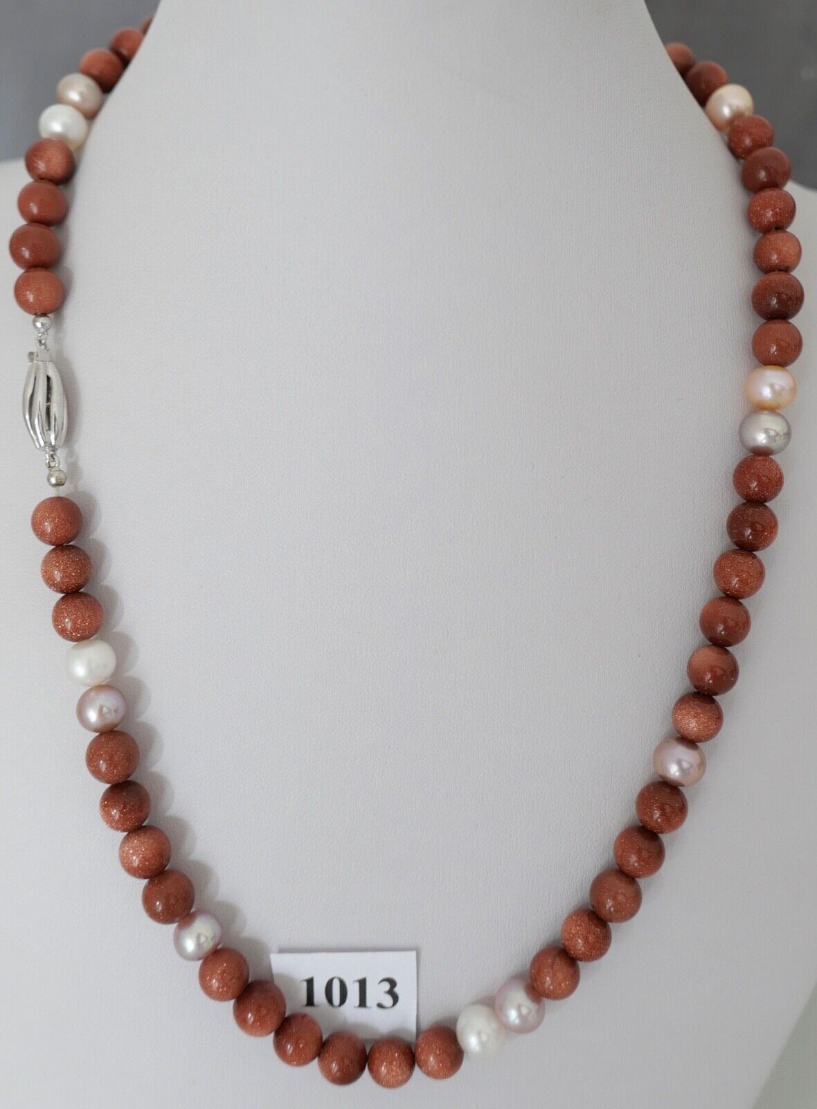 SET Perlenkette Armband Goldfluss Gold 585 /14K pearl Ø 8,3 mm 51 cm rosa Perlen - Antikhandel-Stuttgart