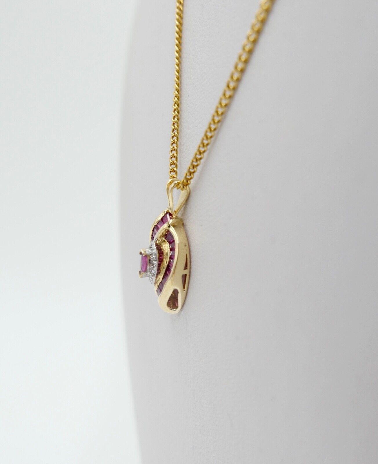 THL Samuel Aaron 10K GOLD Anhänger mit Rubinen und Diamanten - Antikhandel-Stuttgart