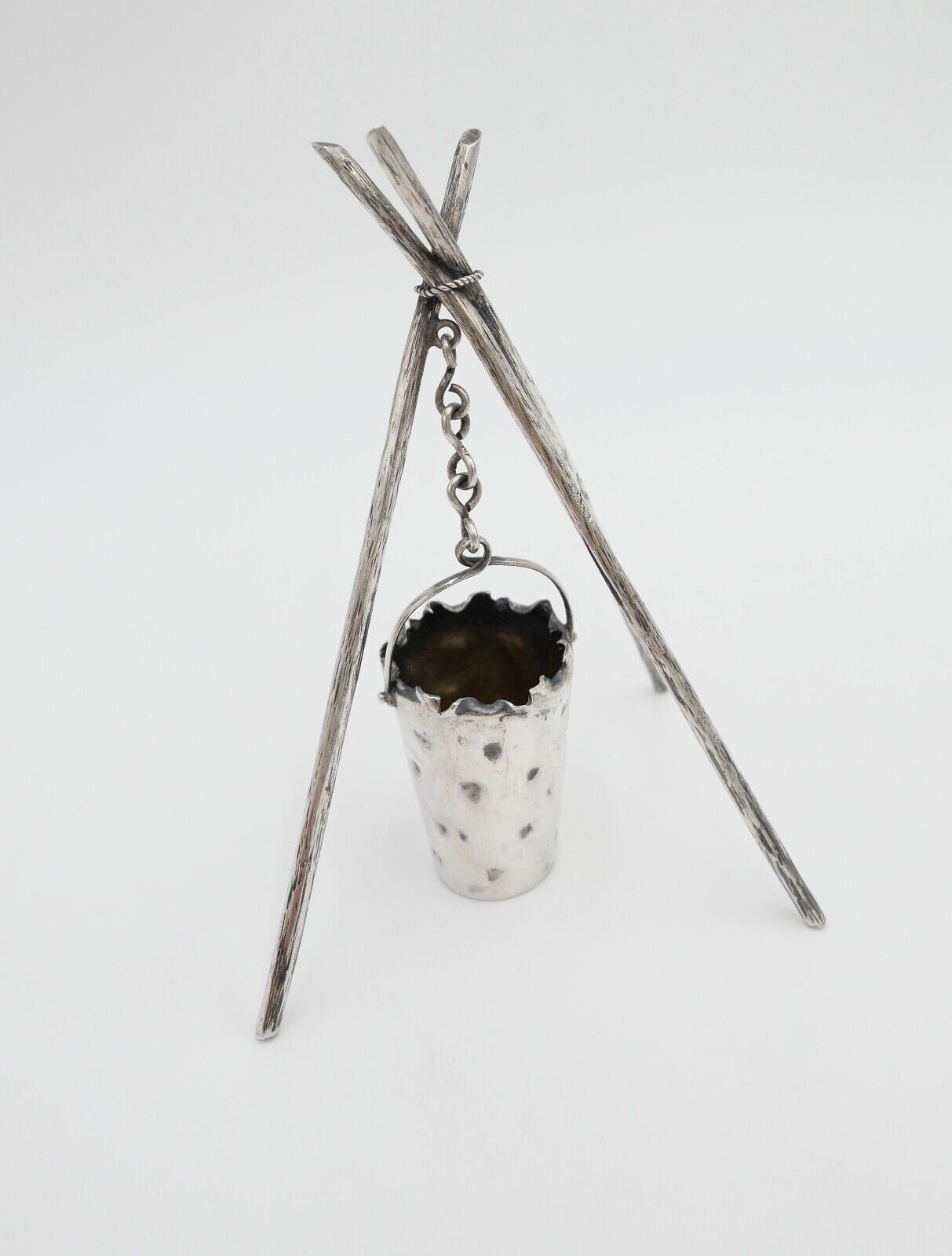 30er 50er Jahre Dreibein / Dreibock Eimer 800 Silber 31,2 Gr Herstellerpunze - Antikhandel-Stuttgart