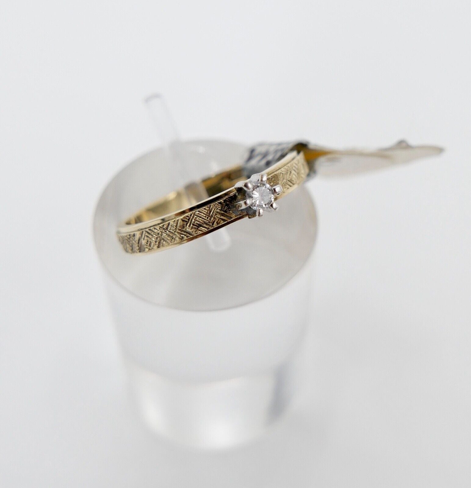 NEU m Etikett 90er Jahre Solitär Ring Gold 585 14K Brillant 0,06 Ct VVS 1 Gr. 53 - Antikhandel-Stuttgart