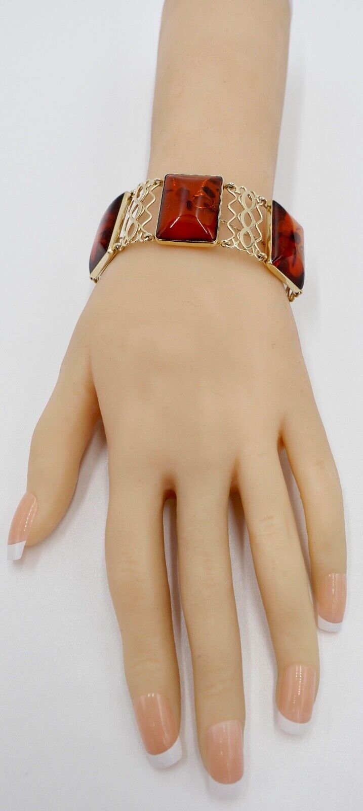 FISCHLAND Damen Bernstein Armband Gelbgold 333 8K amber 19,3 cm - Antikhandel-Stuttgart