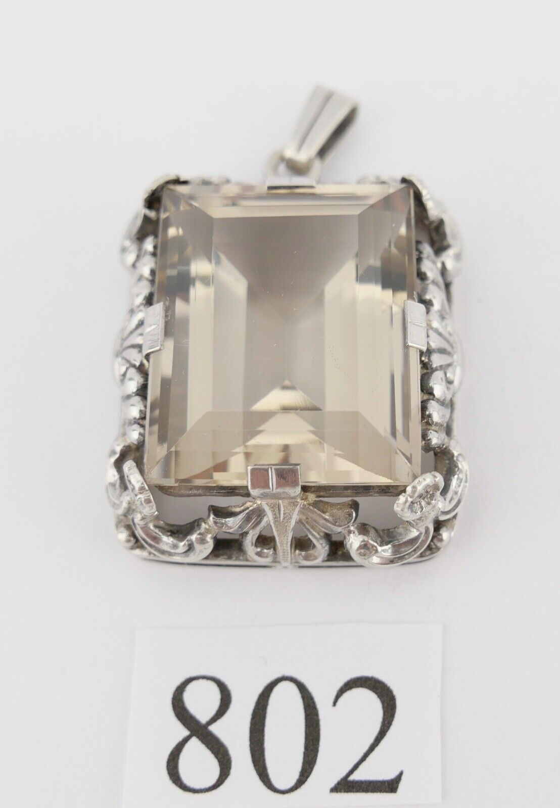 Großer Jugendstil 835 Silber Anhänger Art Deco Beryll weiß Ø 2,4 cm um 1900 - Antikhandel-Stuttgart