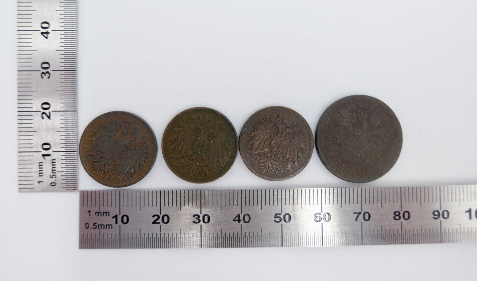 3x Heller 1894 / 1898 1x Österreich Scheidemünze Krone - Antikhandel-Stuttgart