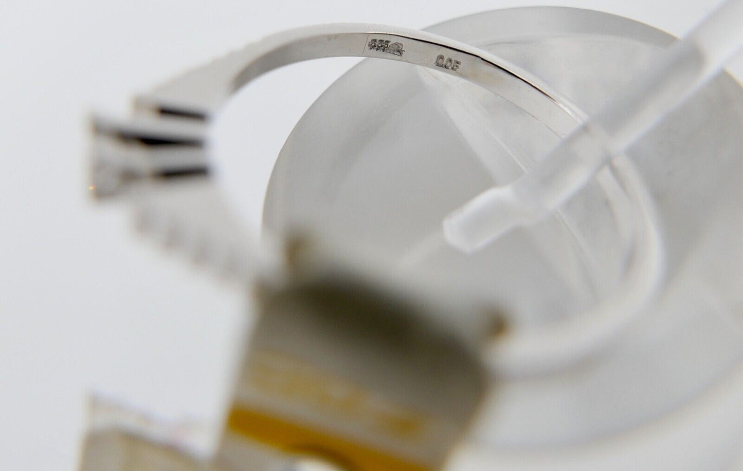 - NEU - 90er Solitär Ring Weißgold Gold 585 14K Brillant 0,05 Ct Gr. 55 56 - Antikhandel-Stuttgart