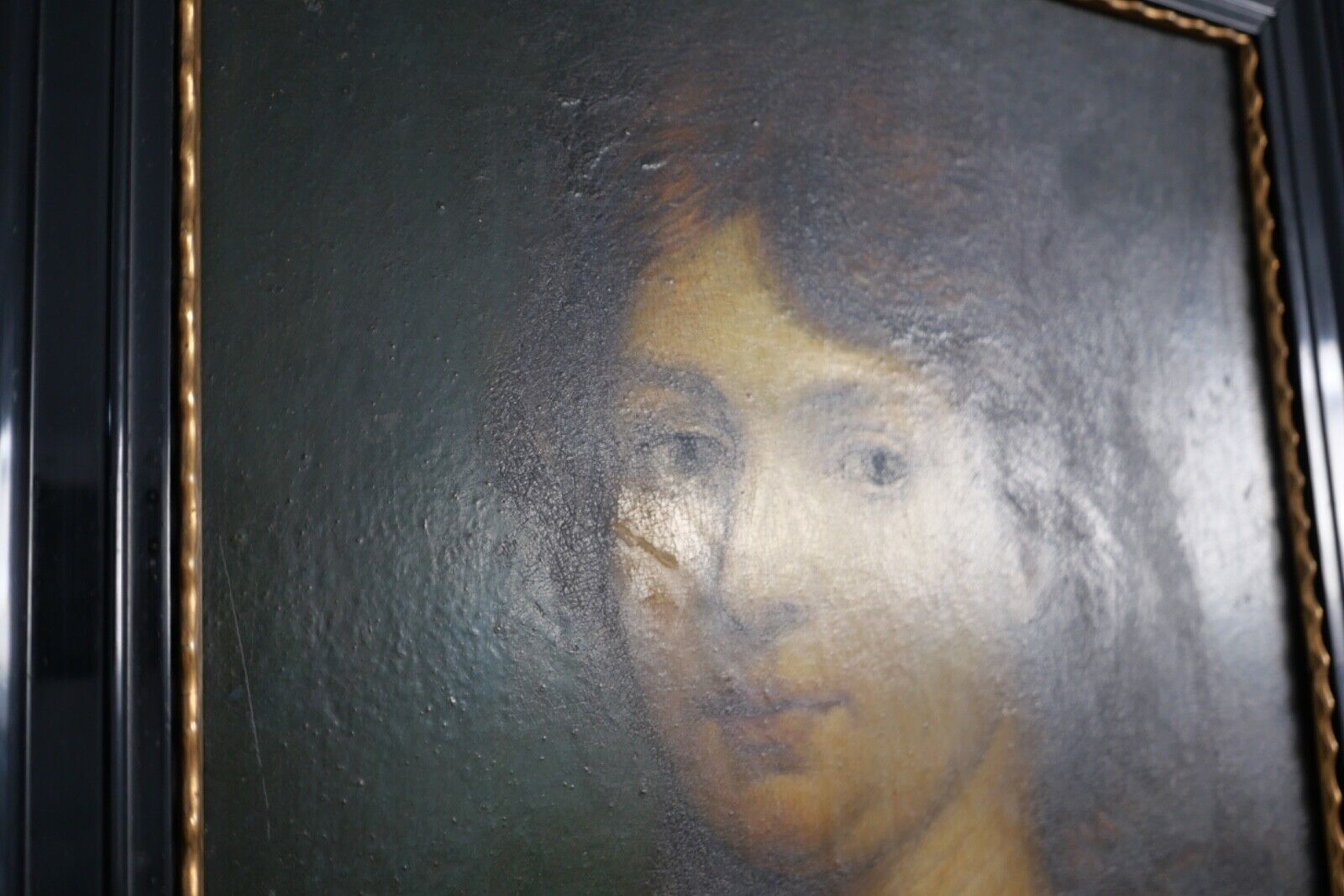 62 x 52 cm antikes Gemälde Portrait einer Frau R. Monnard Lyon 1850 Öl auf Holz - Antikhandel-Stuttgart