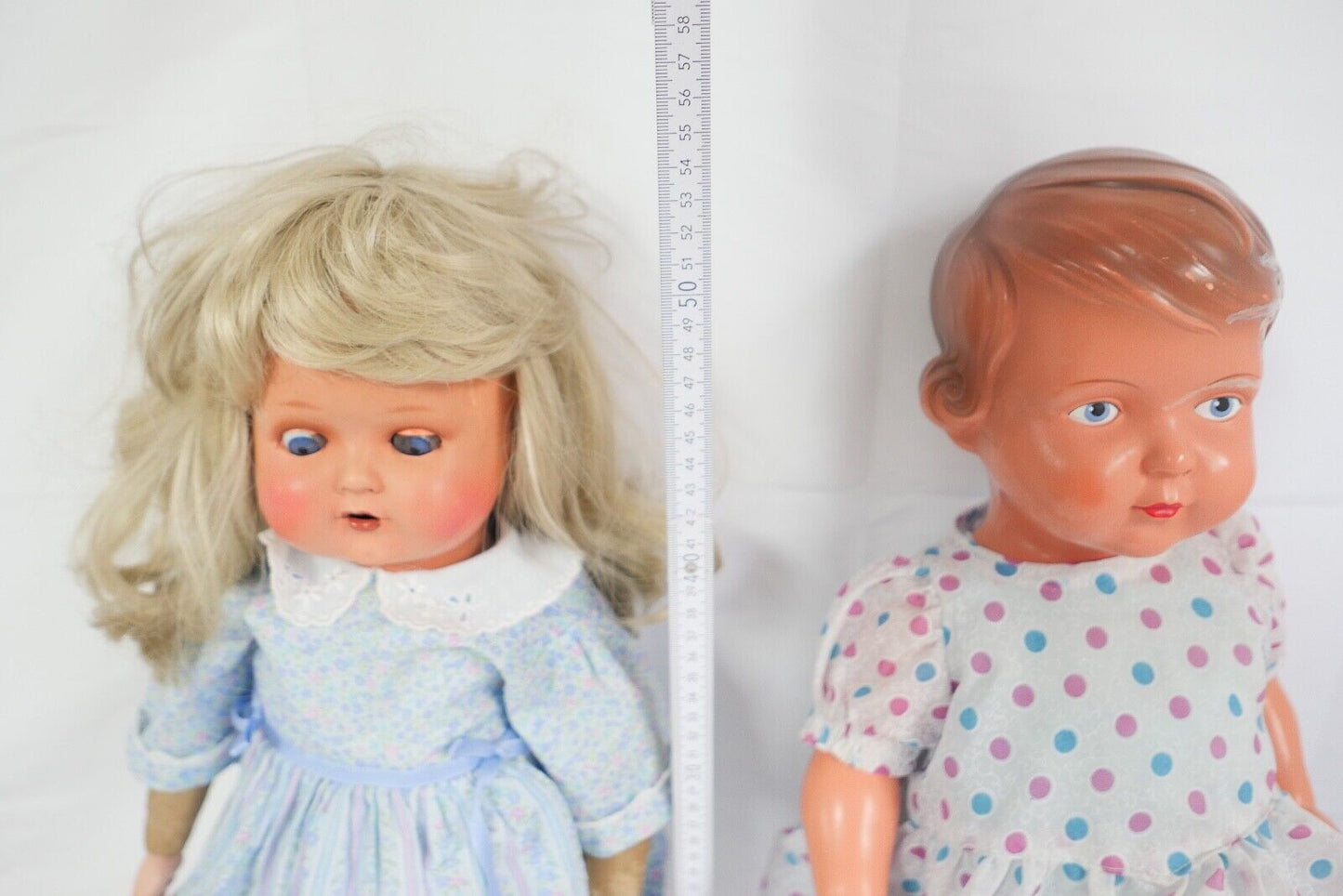 2x alte SCHILDKRÖT Puppen Puppe mit Original Karton & Kleidung 130 / 55 1/2 53 - Antikhandel-Stuttgart