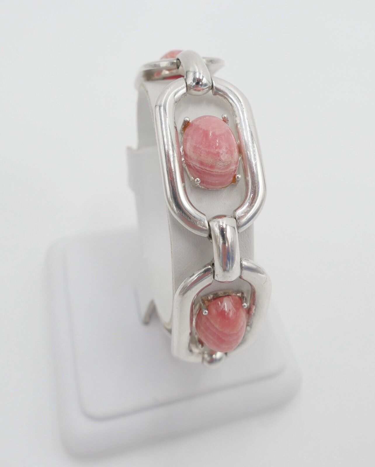 vintage 80er Jahre Silber 835 Glieder - Armband mit Rhodochrosit - Antikhandel-Stuttgart