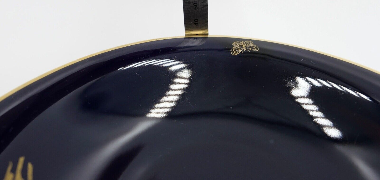 116/3 LINDNER Teller Schale Ø 19,5 cm Porzellan ECHT KOBALT Blume GOLDGRÄSER - Antikhandel-Stuttgart