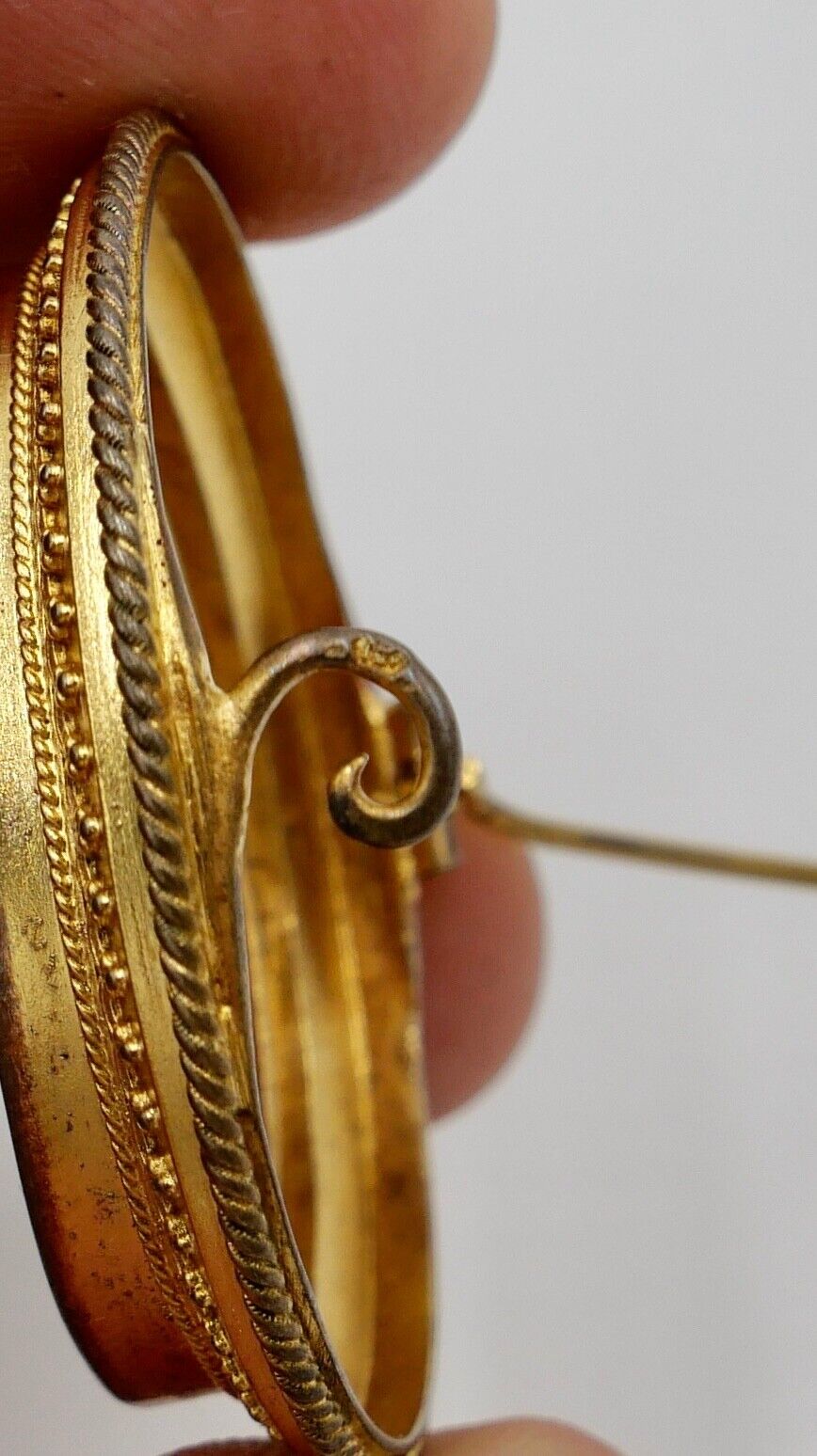 Antike Brosche Silber feuervergoldet 43 mm GEMME KAMEE 19. JH ziseliert - Antikhandel-Stuttgart