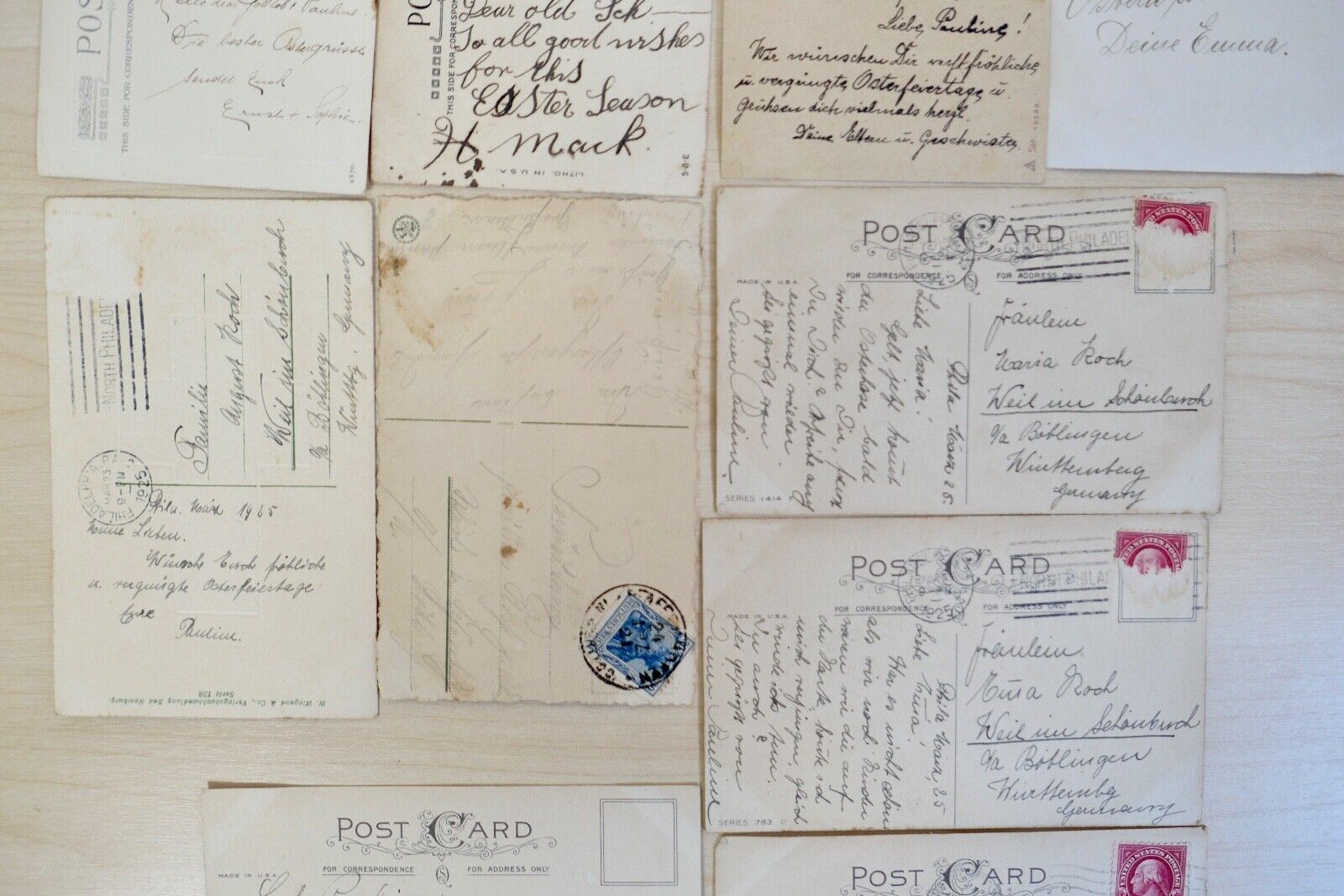 antike Ansichtskarten Postkarten Briefmarken OSTERN EASTER deutsches Reich USA - Antikhandel-Stuttgart