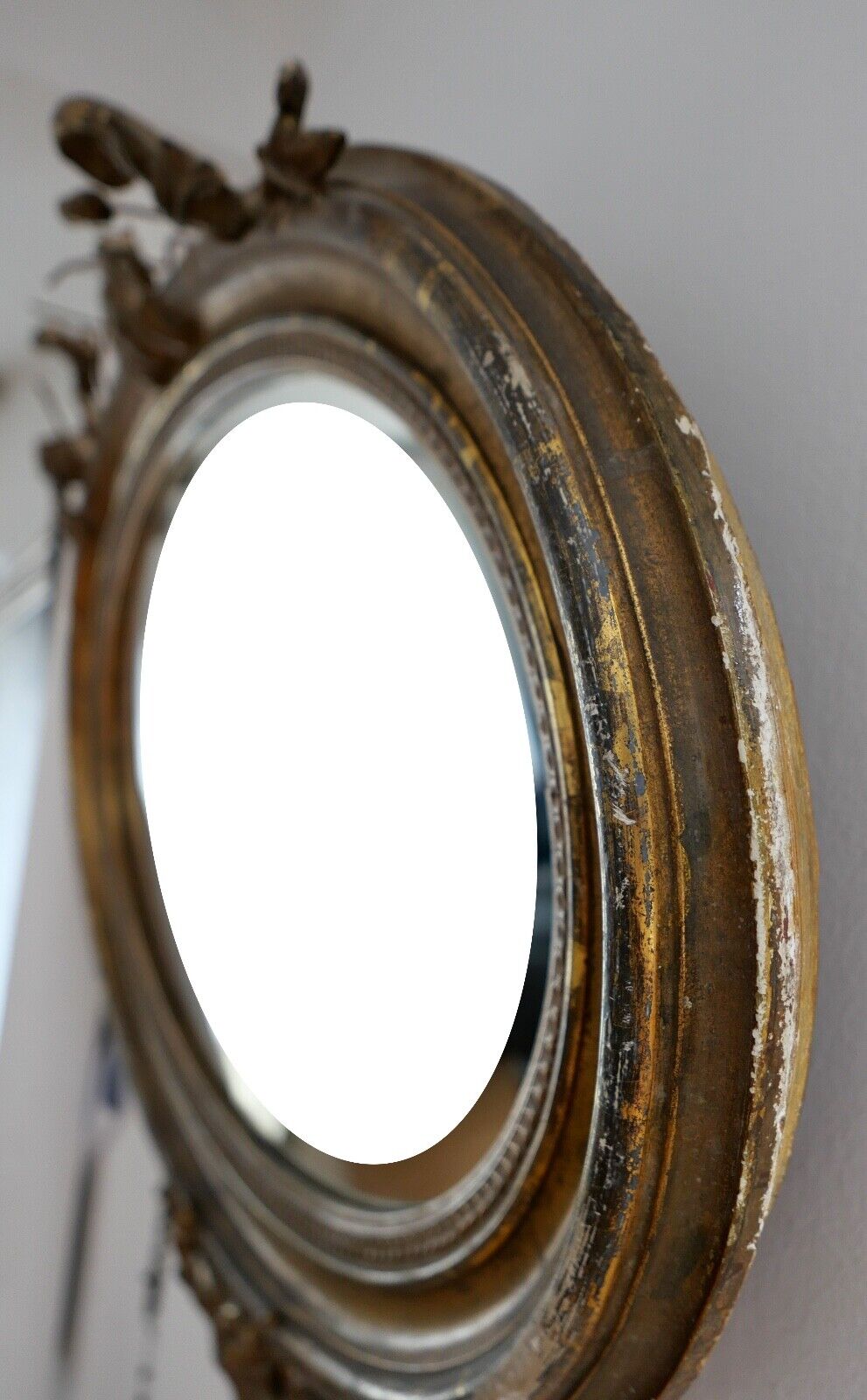 Antiker ovaler Wandspiegel 19. JH. 82x65cm um 1820 Restaurierungsbedürftig - Antikhandel-Stuttgart