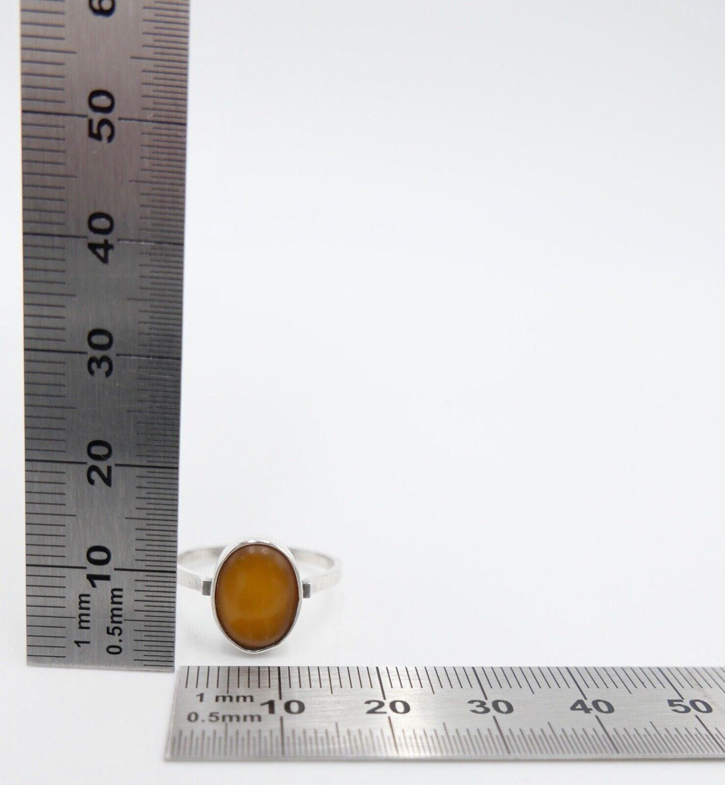 80er Silberrring butterscotch Bernstein Damen Ring Gr. 57 Silber 835 Fischland - Antikhandel-Stuttgart