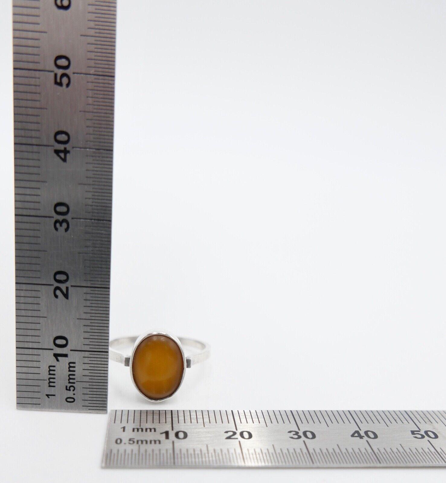 80er Silberrring butterscotch Bernstein Damen Ring Gr. 57 Silber 835 Fischland - Antikhandel-Stuttgart