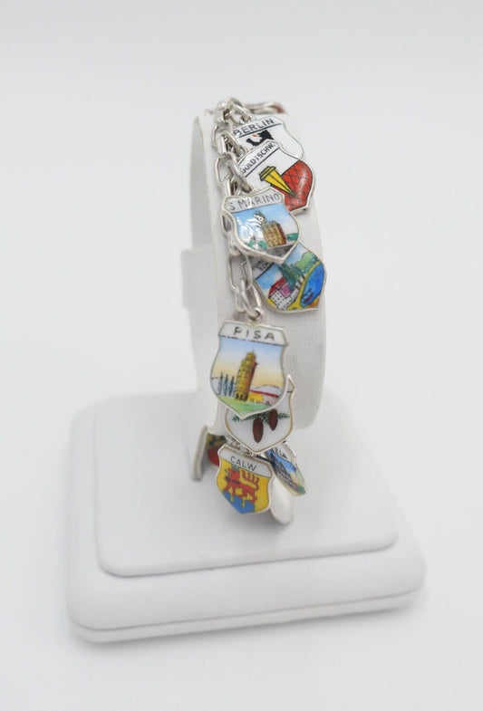 Bettelarmband mit Städte Wappen aus Emaille 800 Silber REU ANTIKO EHJ - Antikhandel-Stuttgart