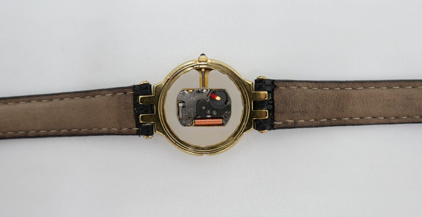 90er Jahre Noblia Damen Armbanduhr 5420-F41434 Y Quartz vergoldet Lederband - Antikhandel-Stuttgart