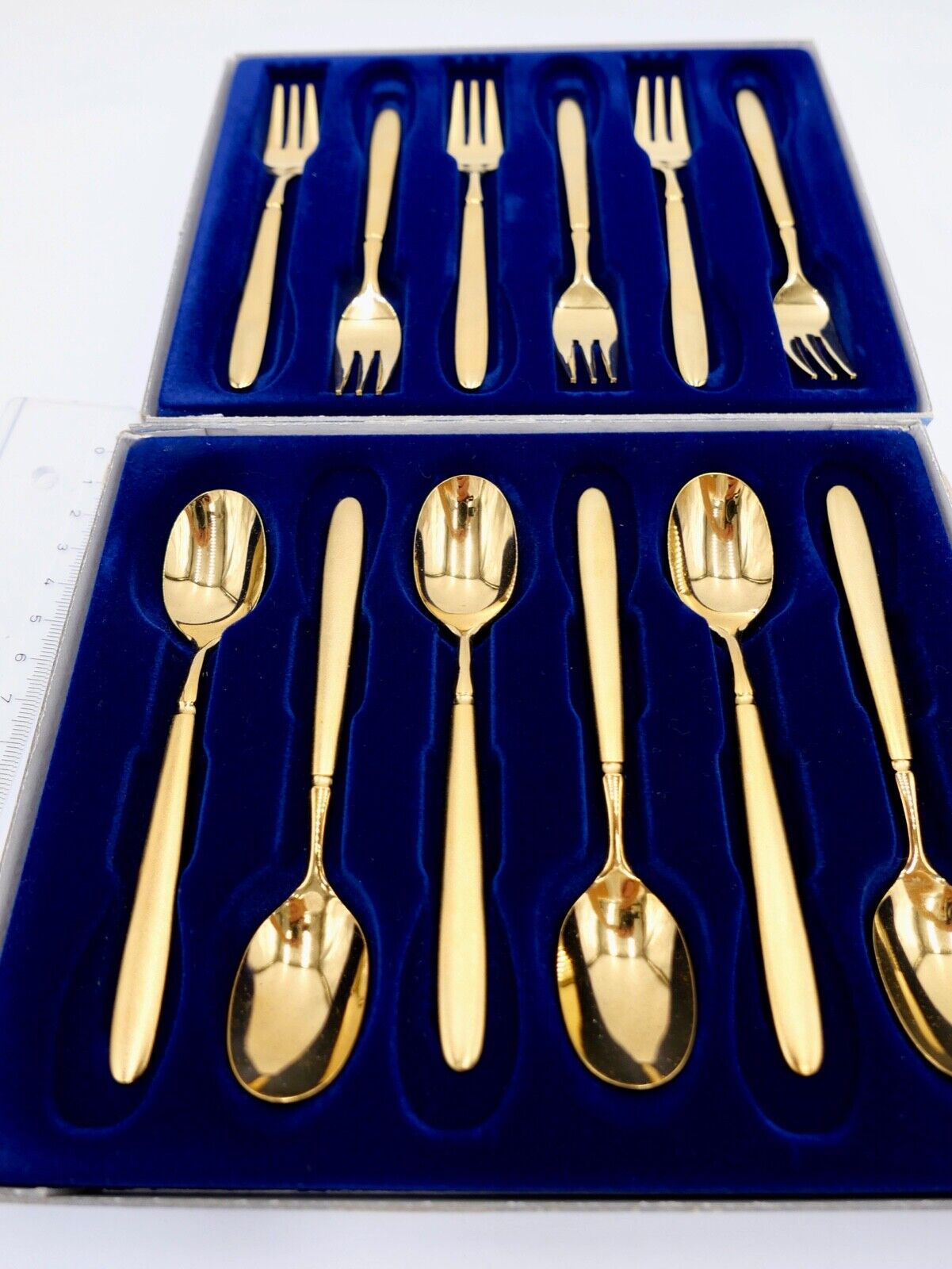 - NEU - OVP - 15 Teile original ANTIKO - vergoldet Kaffeelöffel Kuchenmesser - Antikhandel-Stuttgart