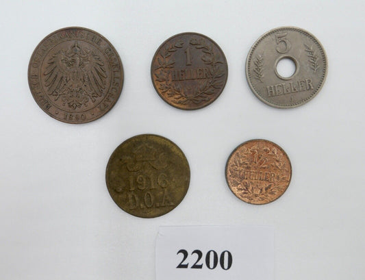 Posten / LOT Heller Pesa 1890-1913 Deutsch Ost Afrika 5 Münzen DOA - Antikhandel-Stuttgart