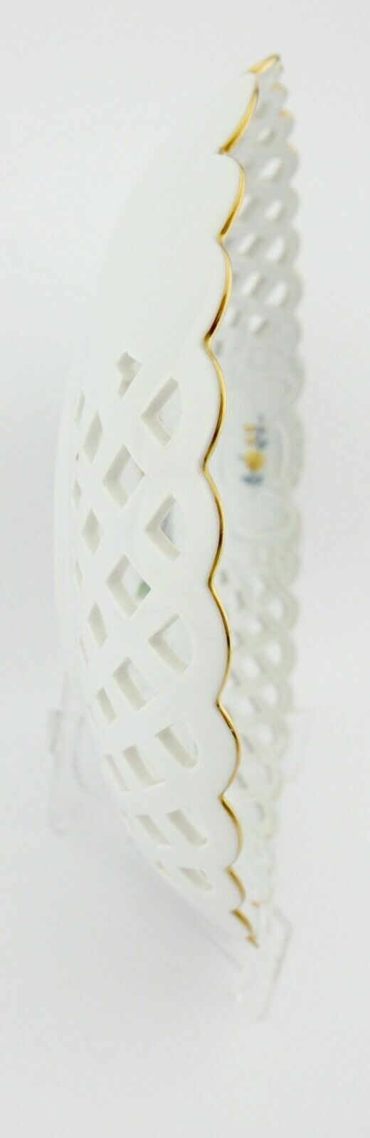 Meissen Durchbruchschale Weiß Goldrand Ø 25 cm Blumendekor 332 46a / 206 - Antikhandel-Stuttgart