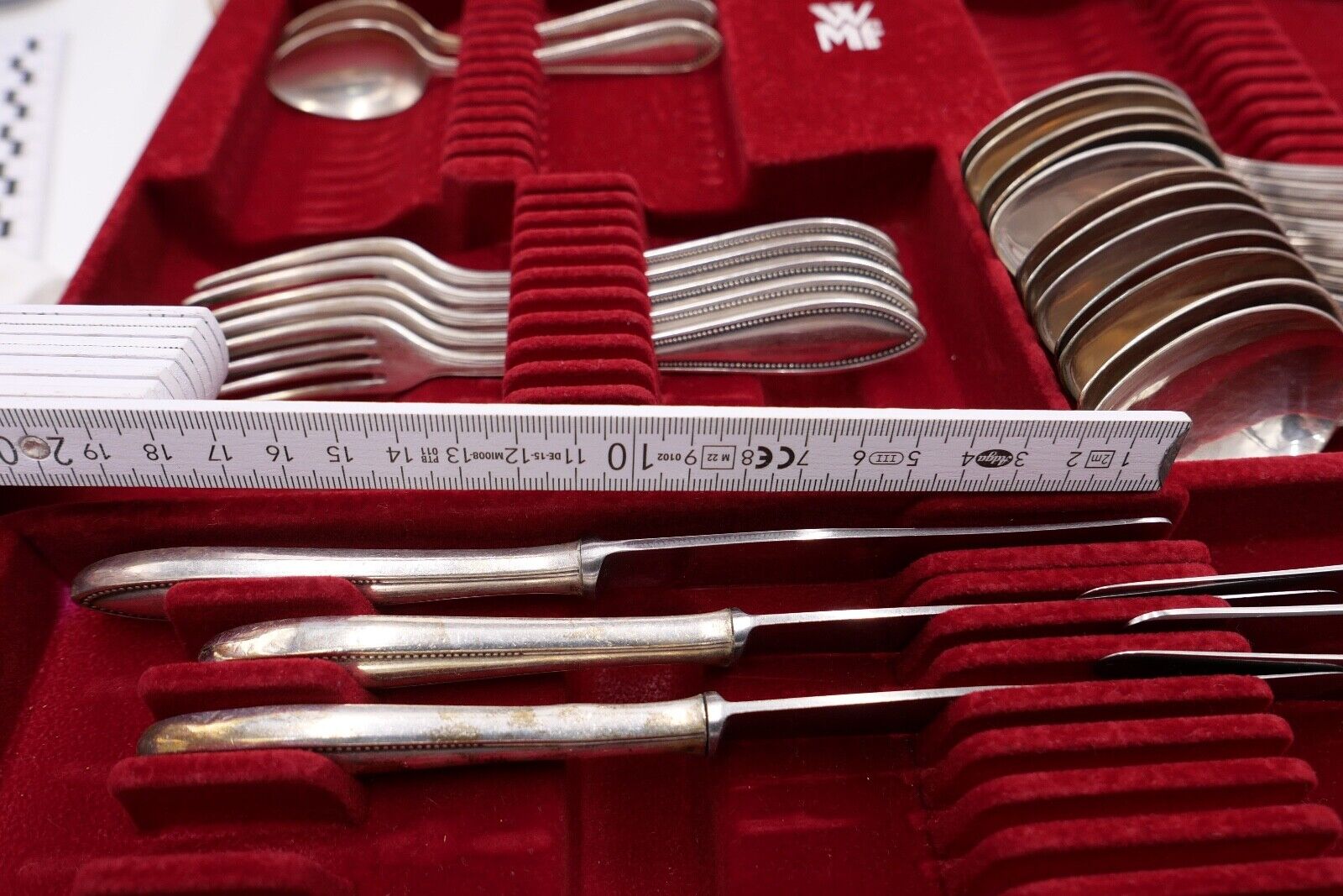 29 tlg. 90er ähnl. WMF 500 Perlrand cutlery Besteck Gabel Löffel Schöpfer Set - Antikhandel-Stuttgart