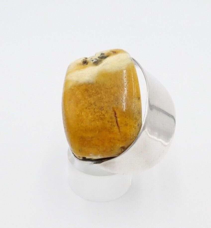 80er Jahre Designer Ring Bernstein Silber 925 Gr. 60 Frauenkopf G Danzig Polen - Antikhandel-Stuttgart