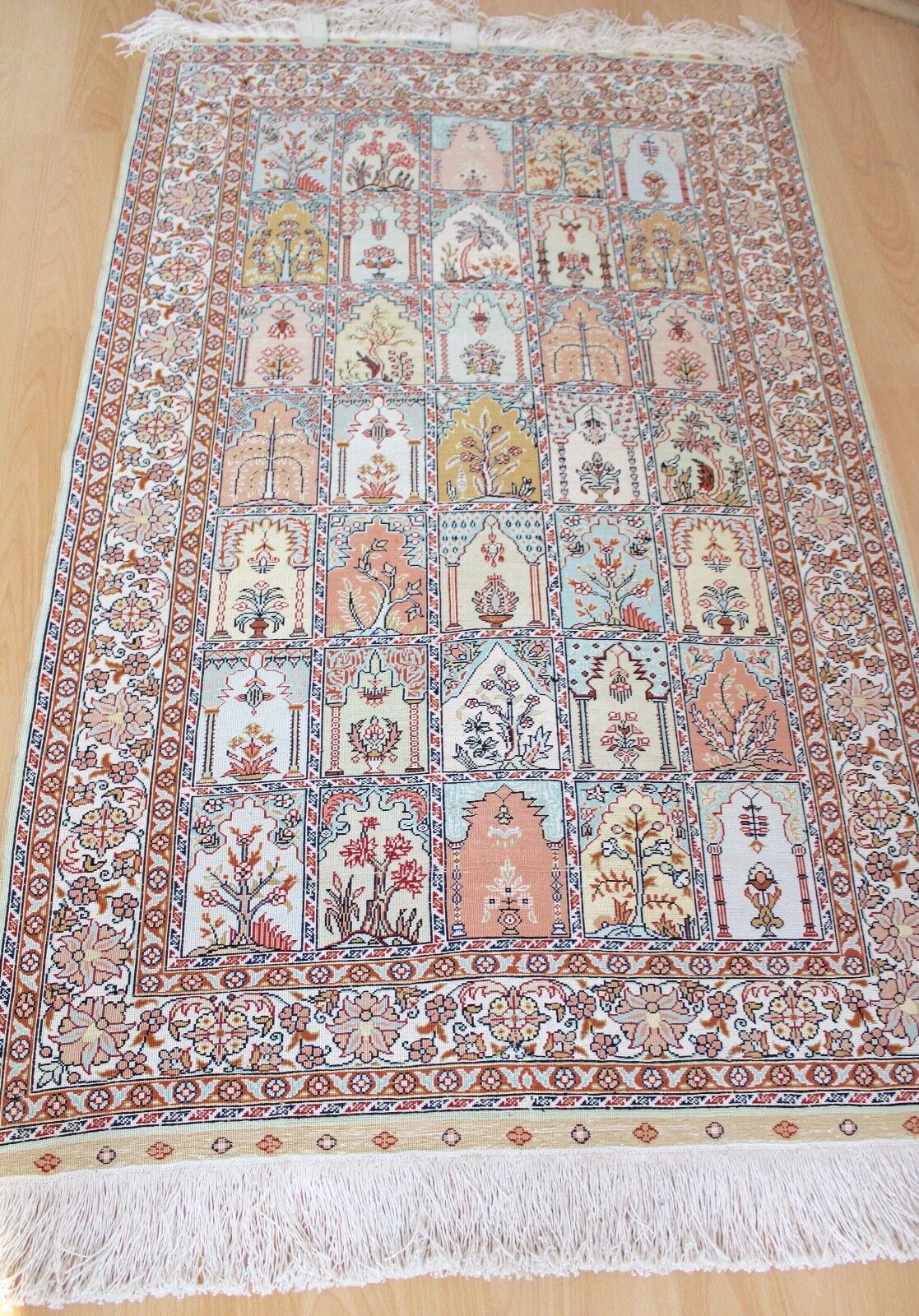 Ghom Orientteppich Perserteppich Seide Handgeknüpft 127x78 cm Knoten Silk - Antikhandel-Stuttgart