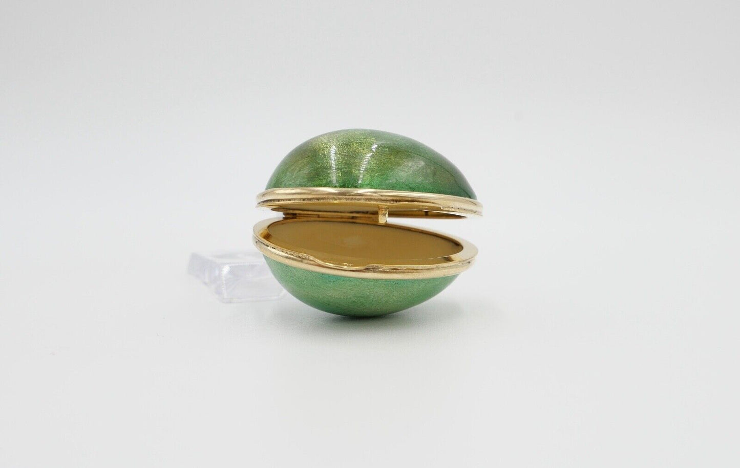 70er Jahre Ei-förmige Pillendose Emaille Keramik 800 Silber vergoldet Florenz It - Antikhandel-Stuttgart