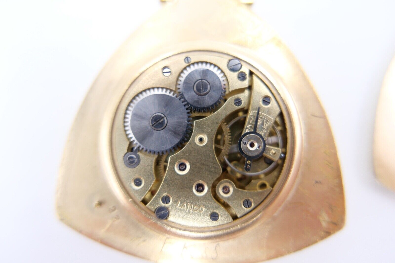 Taschenuhr Seltene Dreieckige LANCO vergoldet pocket watch Dreieck Plaque Or - Antikhandel-Stuttgart