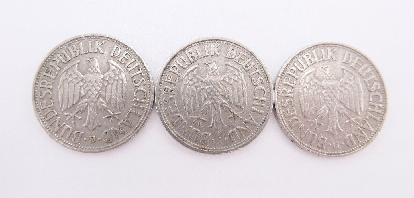 3x 1 DM Deutsche Mark ss - vz 1950 D 1954 J 1959 G Jäger J.385 - Antikhandel-Stuttgart